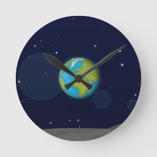 Horloge Ronde panneaux solaires dessin animé