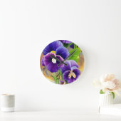 Horloge Ronde Pansies violettes -AI ART (Maison)