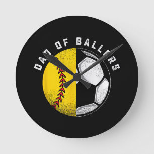 Horloge Ronde Papa de Ballers Père Fils Softball Footballeur C