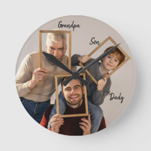 Horloge Ronde Papersonnalisé Grand-père Père Fils