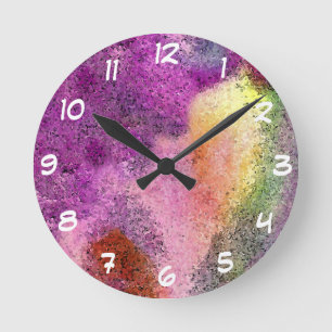 Horloge Ronde Papier de riz peint par aquarelle