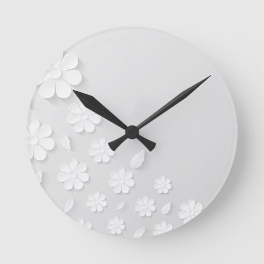 Horloge Ronde papier-fleur-arrière - plan-blanc (Recto)