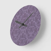 Horloge Ronde Papier peint à fleurs mauves 2 (Angle)