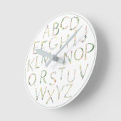 Horloge Ronde Papier peint alphabet floral ABC Toile  (Angle)