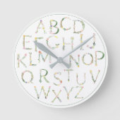 Horloge Ronde Papier peint alphabet floral ABC Toile  (Recto)