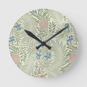 Horloge Ronde Papier peint floral de William Morris Larkspur