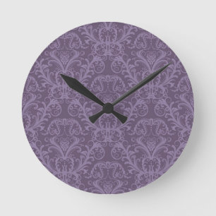 Horloge Ronde Papier peint pourpre de luxe
