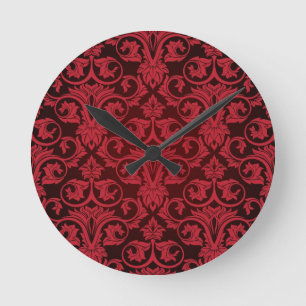 Horloge Ronde Papier peint rouge 2