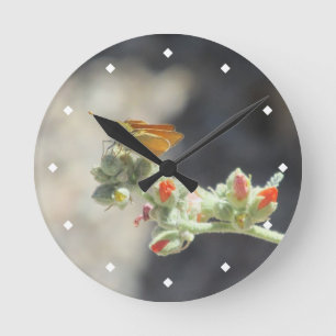 Horloge Ronde Papillon à liserette orange