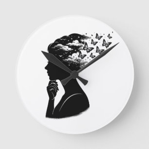 Horloge Ronde Papillon artistique ciel nocturne esthétique