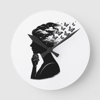 Horloge Ronde Papillon artistique ciel nocturne esthétique