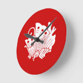 Horloge Ronde Papillon asiatique Japonais Conception Kamon (Angle)