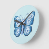 Horloge Ronde Papillon bleu (Angle)