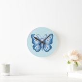 Horloge Ronde Papillon bleu (Maison)