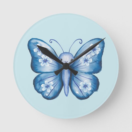 Horloge Ronde Papillon bleu (Recto)
