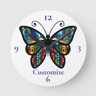 Horloge Ronde Papillon coloré Thunder_Cove
