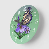 Horloge Ronde Papillon de monarque (Angle)