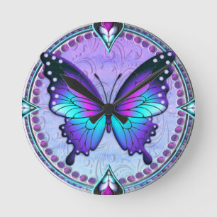 Horloge Ronde Papillon de sublimation avec Arrière - plan