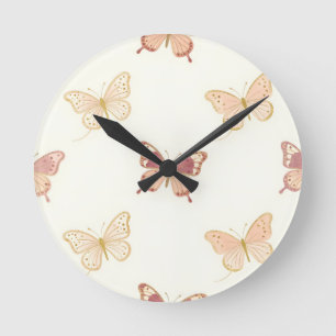 Horloge Ronde Papillon délicat motif sans couture