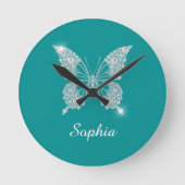 Horloge Ronde Papillon Diamant Blanc, Nom du script, Turquoise p (Recto)