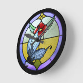 Horloge Ronde Papillon en verre souillé (Angle)