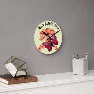 Horloge Ronde Papillon floral personnalisé et sur mesure 