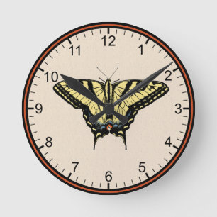 Horloge Ronde Papillon swallowtail jaune du sud-ouest Petit
