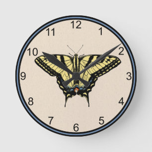 Horloge Ronde Papillon swallowtail jaune du sud-ouest Petit