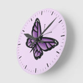 Horloge Ronde Papillon Violet (Angle)