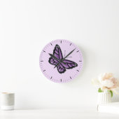 Horloge Ronde Papillon Violet (Maison)