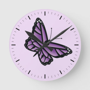 Horloge Ronde Papillon Violet
