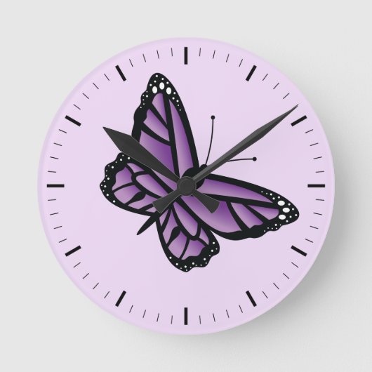 Horloge Ronde Papillon Violet (Recto)