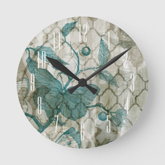 Horloge Ronde Papillons arabes V (Recto)