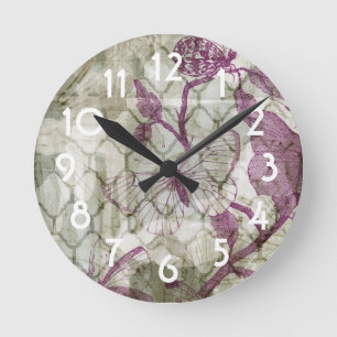 Horloge Ronde Papillons d'arabesque IV