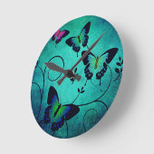 Horloge Ronde Papillons de bijoux ornés (Angle)