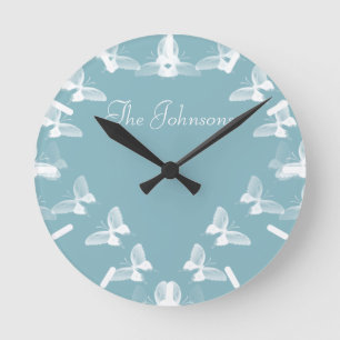 Horloge Ronde Papillons en vol