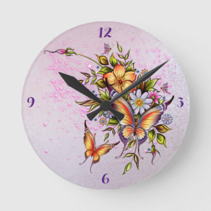Horloge Ronde *Papillons -Horloge ronde (moyenne)