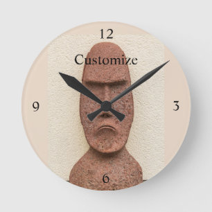 Horloge Ronde Pâques Île Moai Head Thunder Cove