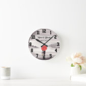 Horloge Ronde Parapluie rouge Amour couple rustique romantique M (Maison)