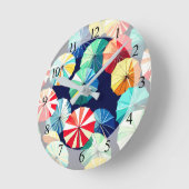 Horloge Ronde Parapluies colorés (Angle)