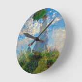Horloge Ronde Parasol Monet Femme Impressionnisme (Angle)