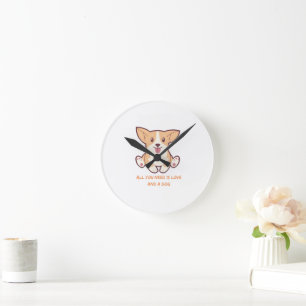Horloge Ronde Parfaits dessins pour les amoureux des chiens et l