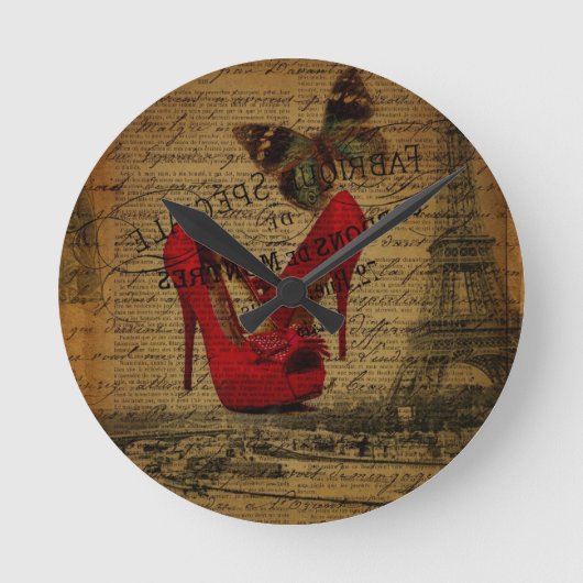 Horloge Ronde Paris eiffel tower fashionista red stilettos (Recto)