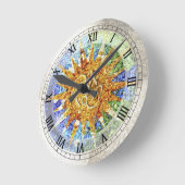 Horloge Ronde Park Guell Mosaics Wall Clock (Angle)