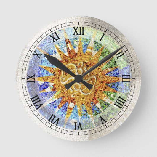 Horloge Ronde Park Guell Mosaics Wall Clock (Recto)