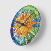 Horloge Ronde Park Guell Mosaics Wall Clock (Angle)