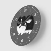Horloge Ronde Parti populaire noir et blanc (Angle)