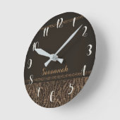 Horloge Ronde Parties scintillant Brown Tan Zebra Print Glam Seq (Angle)