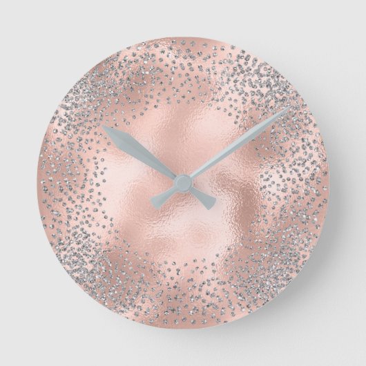 Horloge Ronde Parties scintillant Confetti gris argenté en métal (Recto)