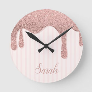 Horloge Ronde Parties scintillant cool tendance rose